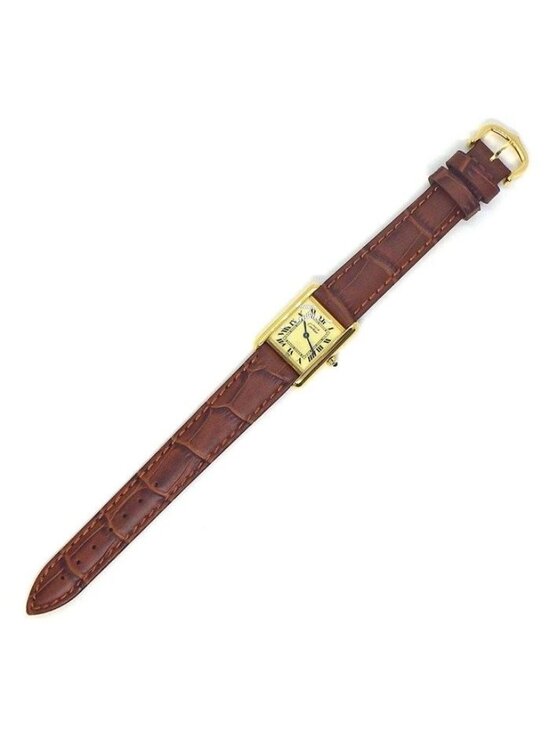 Cartier Watch Must Tank Vermeil SM Rectangular Ivory Dial Brown Calf Leather main image 7